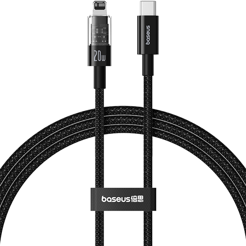 Кабел за данни и зареждане USB-C - Lightning Baseus Gem, 20W, 2m, Черен P10373001111-01