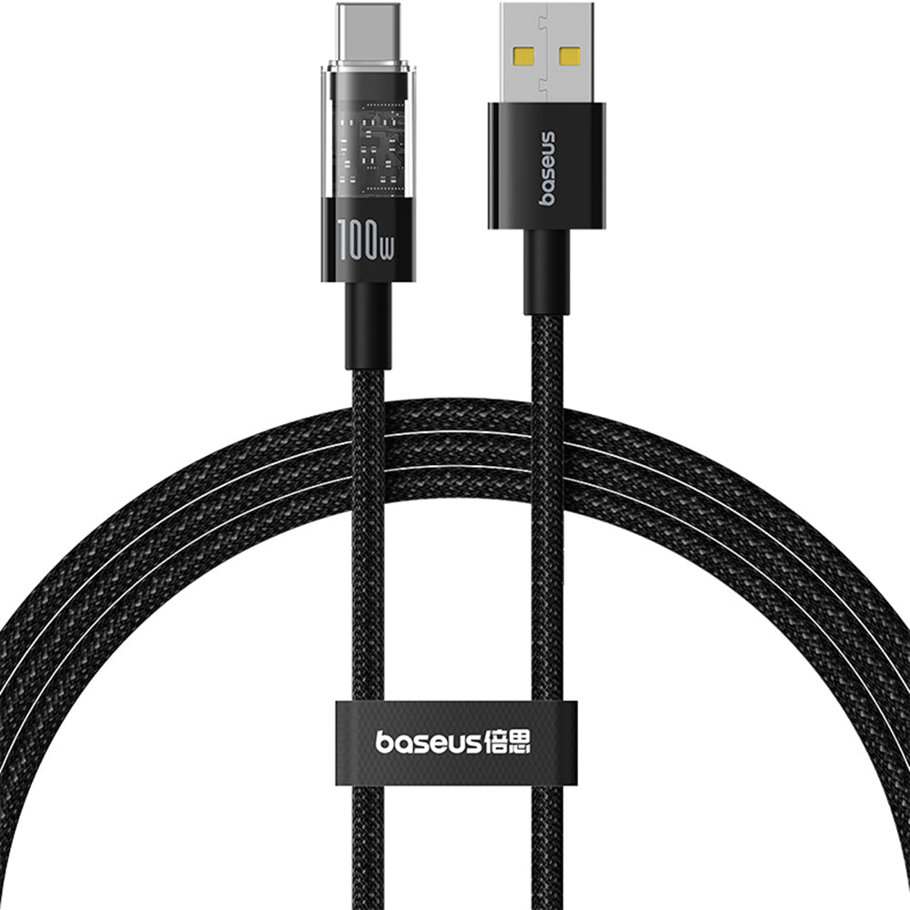 Кабел за данни и зареждане USB-A - USB-C Baseus Gem, 100W, 1m, Черен P10373002111-00