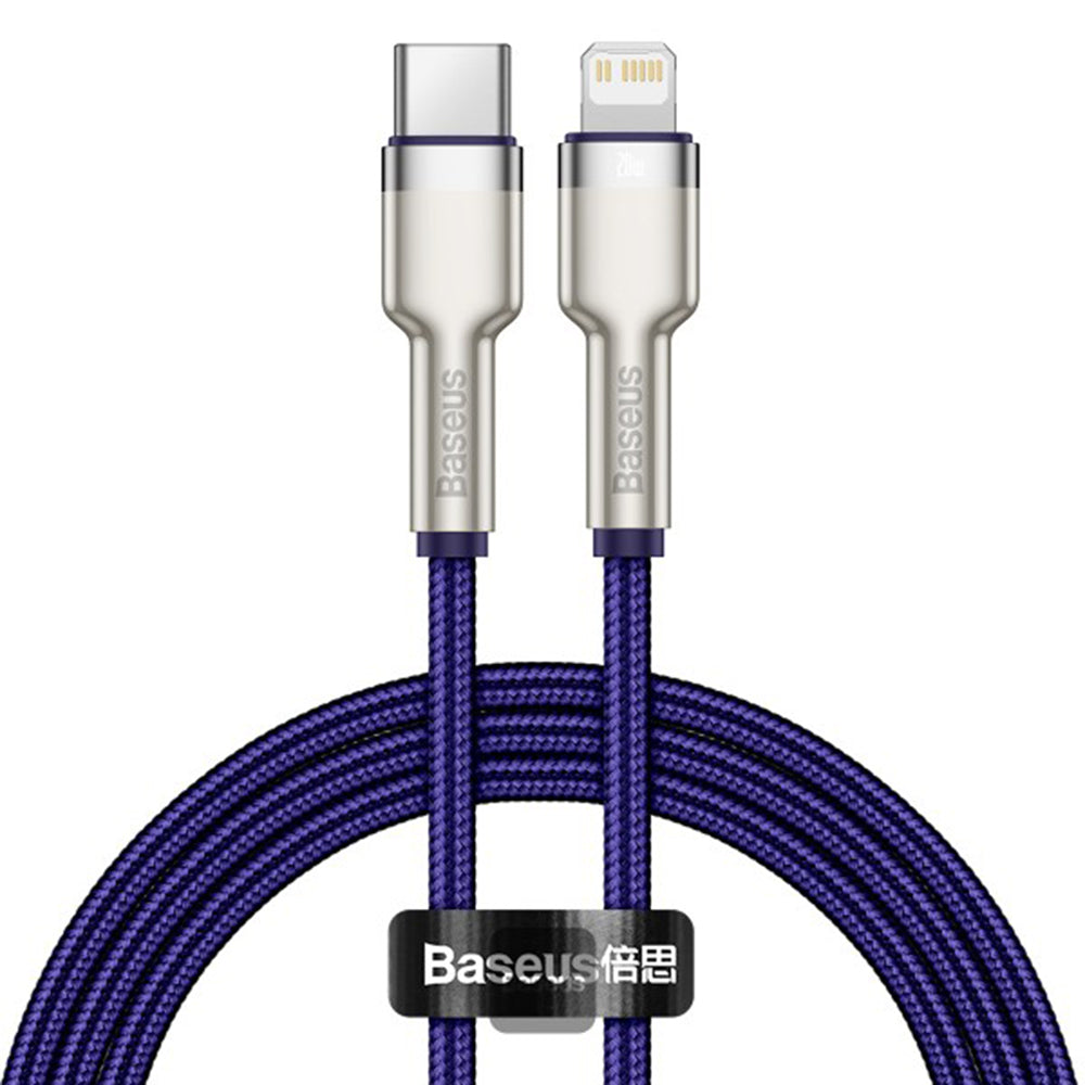 Кабел за данни и зареждане USB-C - Lightning Baseus Cafule Metal Series, 20W, 1m, Лилав CATLJK-A05