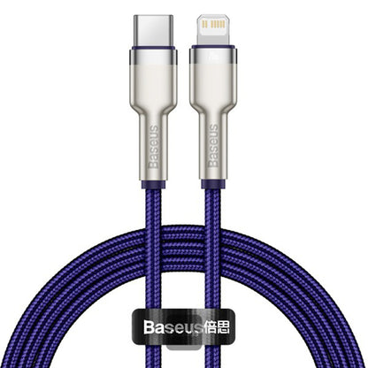 Кабел за данни и зареждане USB-C - Lightning Baseus Cafule Metal Series, 20W, 1m, Лилав CATLJK-A05