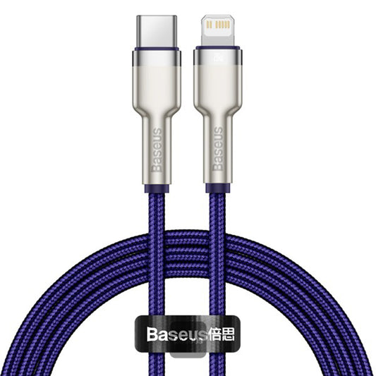Кабел за данни и зареждане USB-C - Lightning Baseus Cafule Metal Series, 20W, 1m, Лилав CATLJK-A05