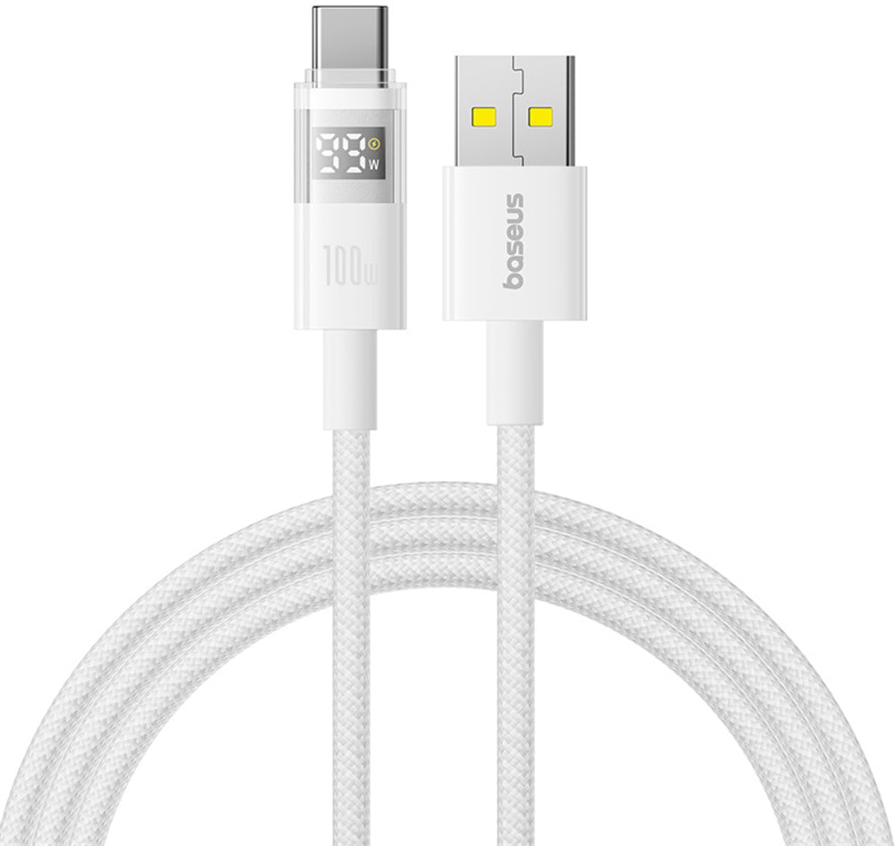 Кабел за данни и зареждане USB-A - USB-C Baseus Display 2, 100W, 2m, Бял P10382701211-01