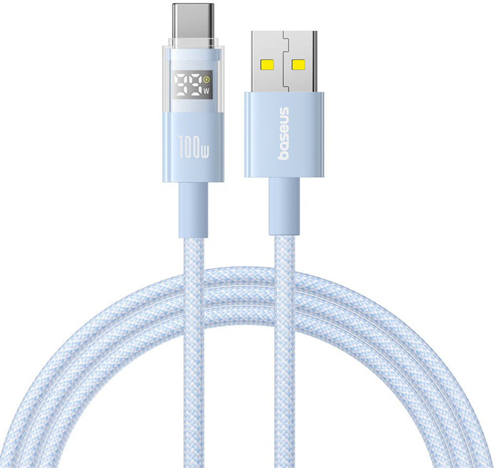 Кабел за данни и зареждане USB-A - USB-C Baseus Display 2, 100W, 1m, Син P10382701311-00