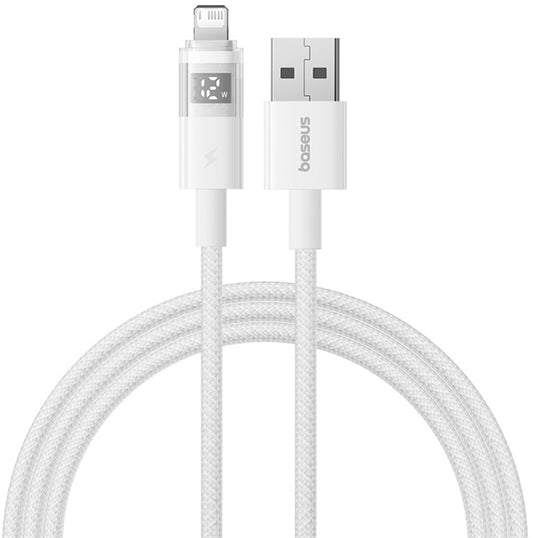 Кабел за данни и зареждане USB-A - Lightning Baseus Display 2, 18W, 2m, Бял P10382700211-01