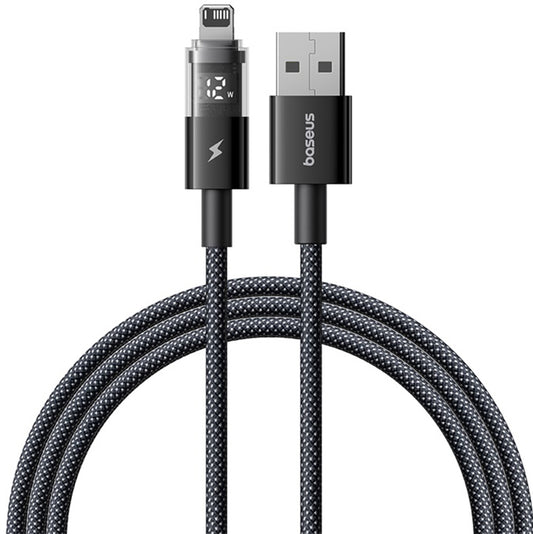 Кабел за данни и зареждане USB-A - Lightning Baseus Display 2, 18W, 1m, Черен P10382700121-00