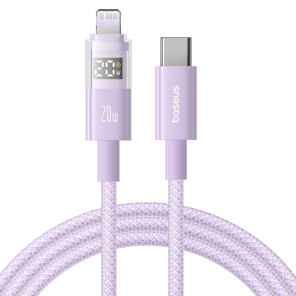Кабел за данни и зареждане USB-C - Lightning Baseus Display 2, 20W, 1m, Лилав P10382703511-00