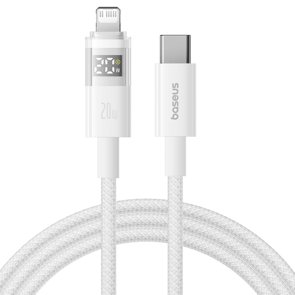 Кабел за данни и зареждане USB-C - Lightning Baseus Display 2, 20W, 2m, Бял P10382703211-01