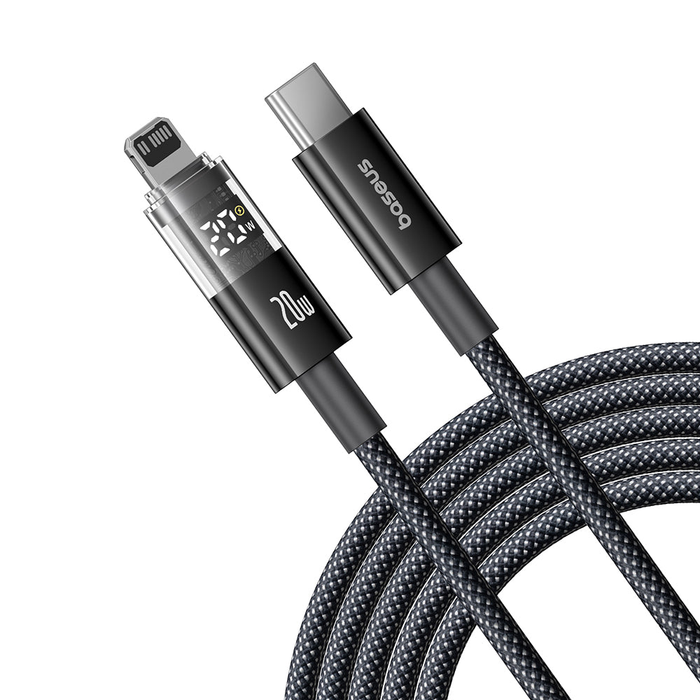 Кабел за данни и зареждане USB-C - Lightning Baseus Display 2, 20W, 2m, Черен P10382703121-01