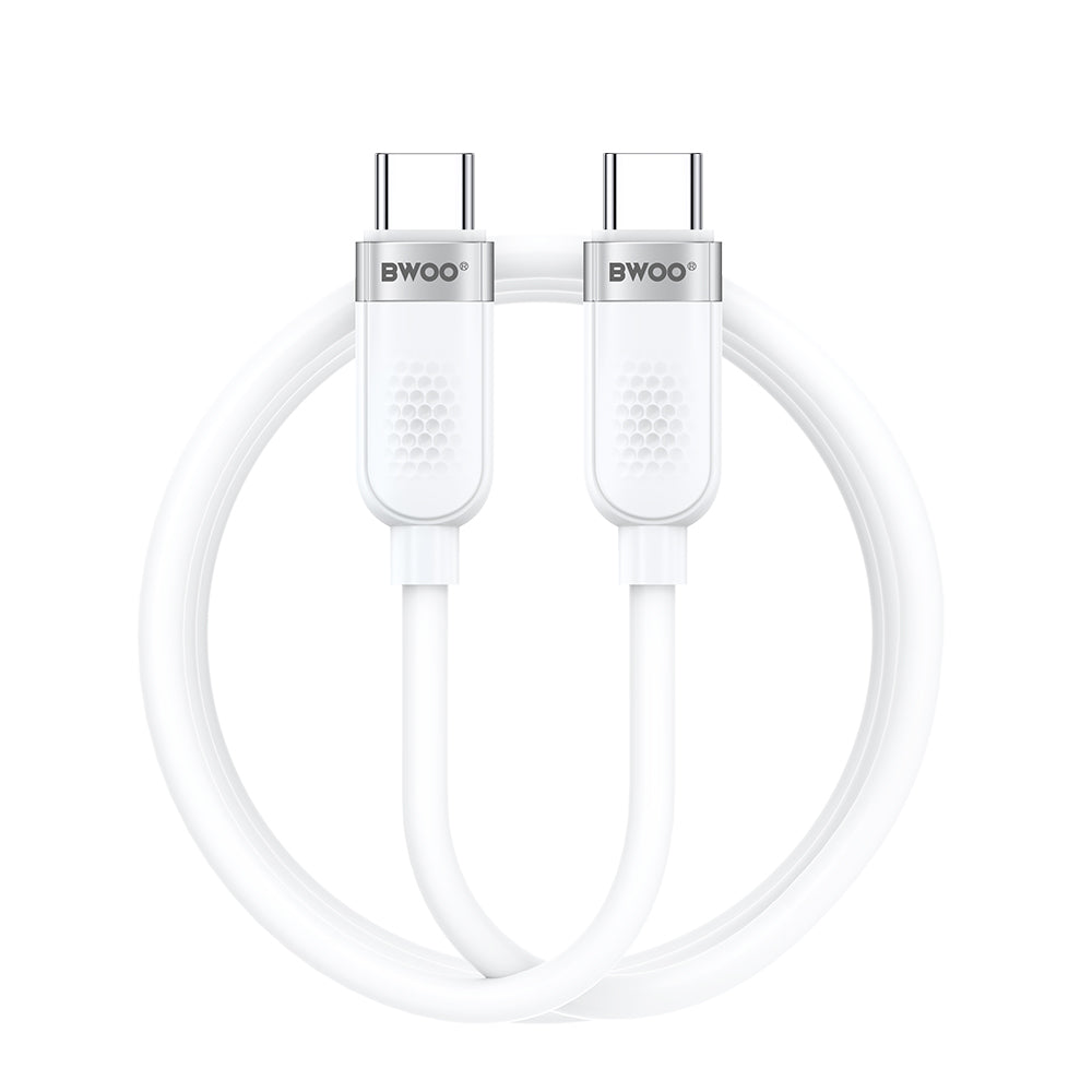 Кабел за данни и зареждане USB-C - USB-C BWOO BO-X315C, 100W, 1m, Бял