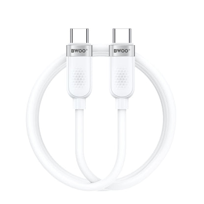 Кабел за данни и зареждане USB-C - USB-C BWOO BO-X315C, 100W, 1m, Бял