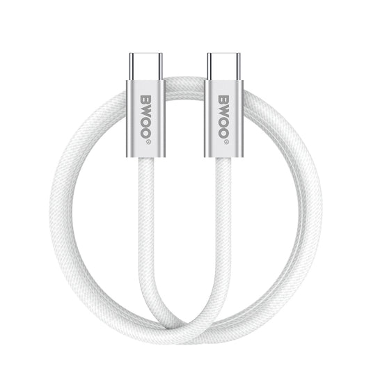 Кабел за данни и зареждане USB-C - USB-C BWOO BO-X317C, 240W, 1m, Бял