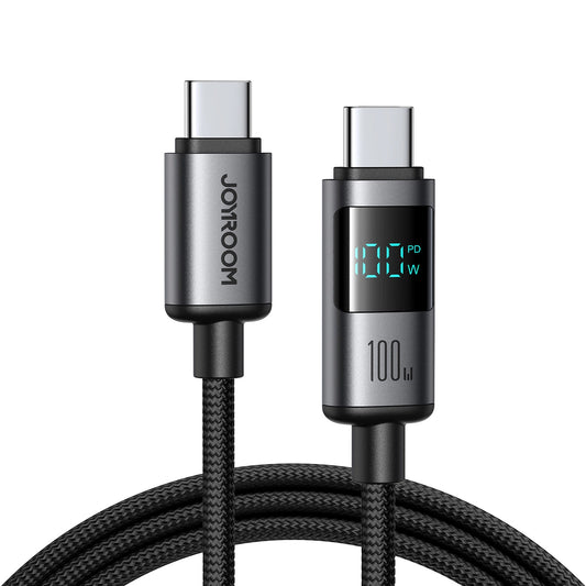 Кабел за данни и зареждане USB-C - USB-C Joyroom S-A16 Pro Prism Display, 100W, 1.2m, Черен
