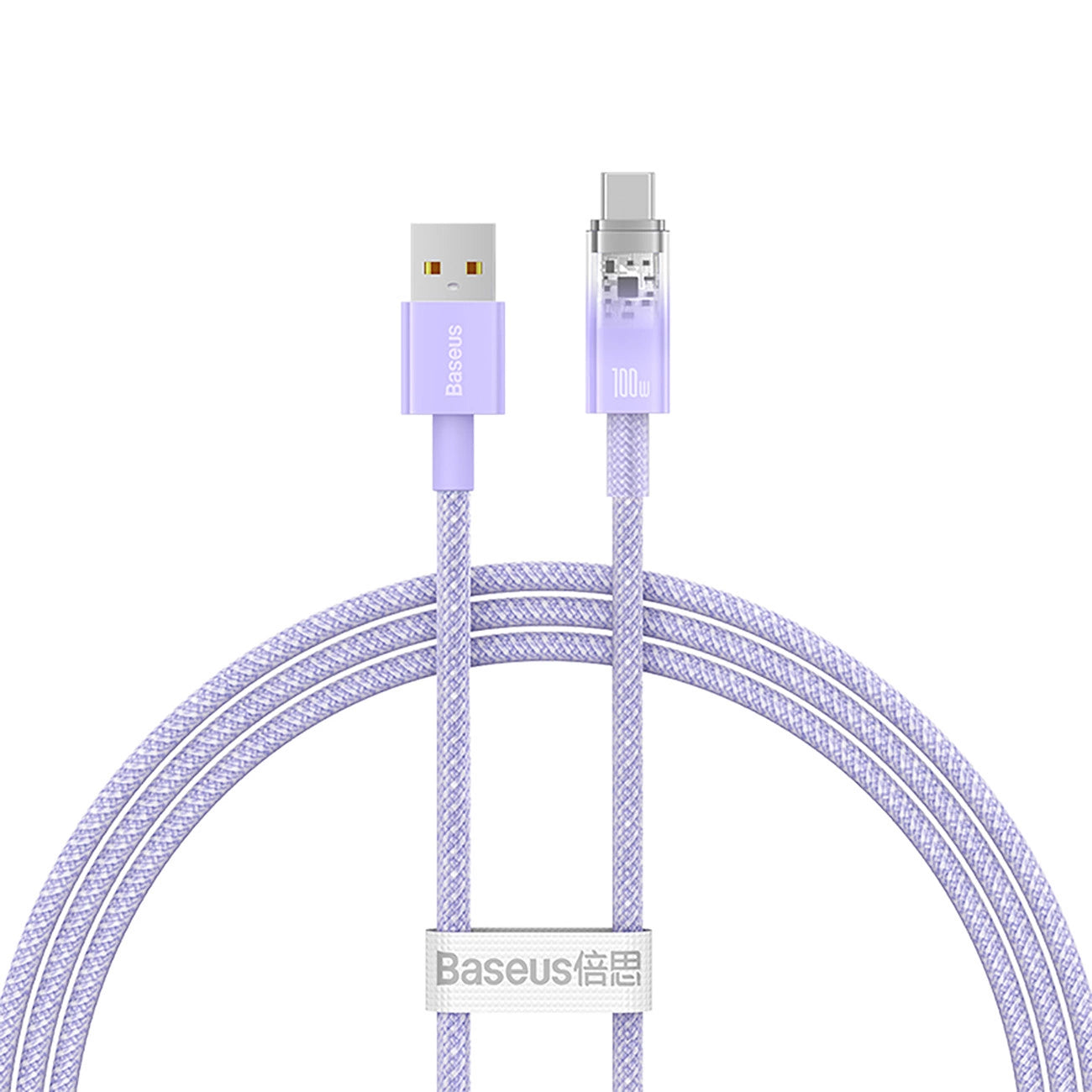 Baseus Explorer USB-A to USB-C Data and Charging Cable, 100W, 1m, Purple CATS010405