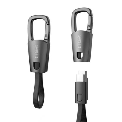 Кабел за данни и зареждане USB-C - USB-C Tech-Protect Ultraboost DNA Keychain, 60W, 0.17m, Сив