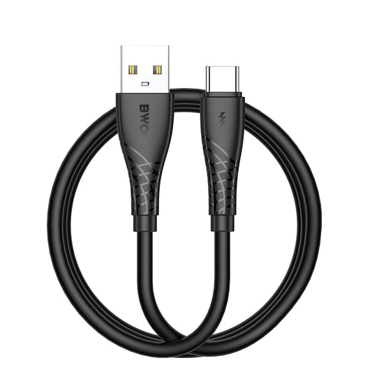 Кабел за данни и зареждане USB-A - USB-C BWOO BO-X318C, 27W, 1m, Черен