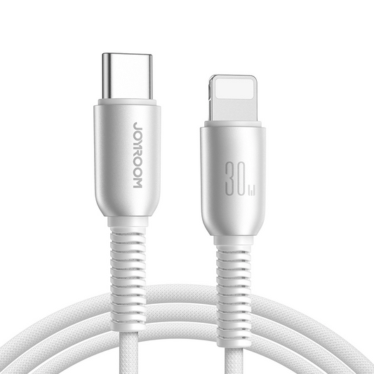 Кабел за данни и зареждане USB-C - Lightning Joyroom S-A51, 30W, 1.2m, Сив