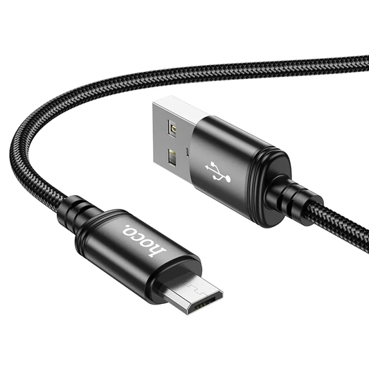 Кабел за данни и зареждане USB-A - microUSB HOCO X89, 18W, 1m, Черен