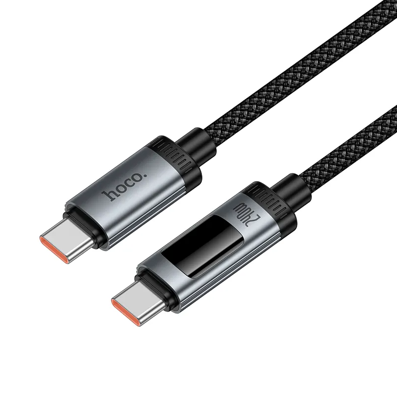 Кабел за данни и зареждане USB-C - USB-C HOCO Display U148, 240W, 1.2m, Черен