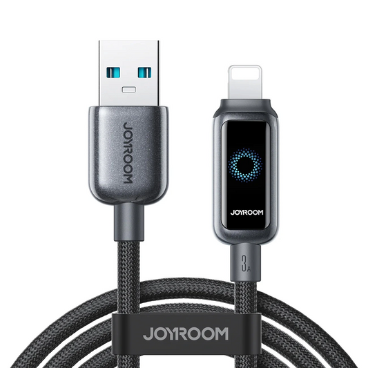 Кабел за данни и зареждане USB-A - Lightning Joyroom S-A55 StarFlight Display, 18W, 1.2m, Черен