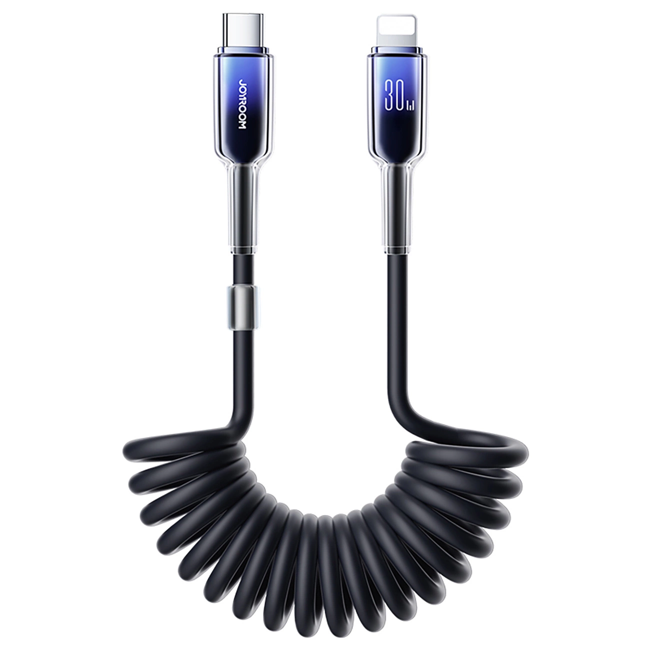 Кабел за данни и зареждане USB-C - Lightning Joyroom S-A43 Crystal, 30W, 1.5m, Черен
