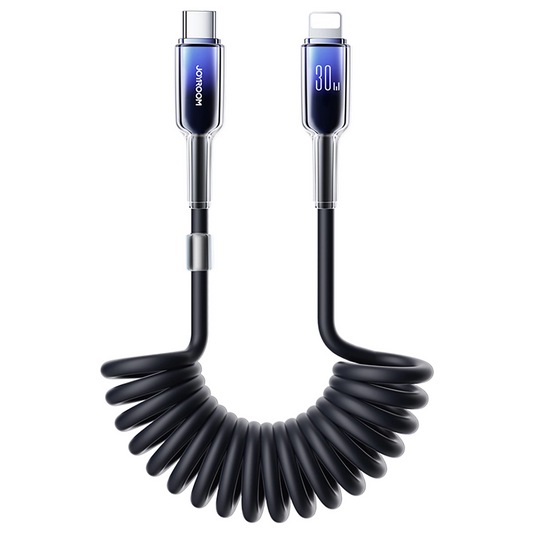 Кабел за данни и зареждане USB-C - Lightning Joyroom S-A43 Crystal, 30W, 1.5m, Черен