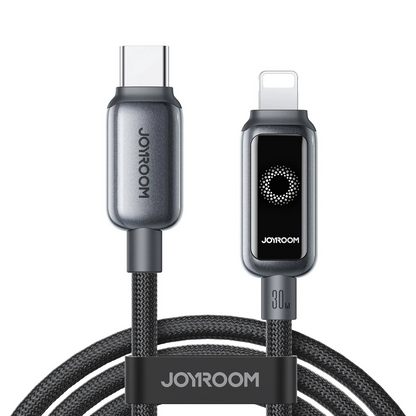 Кабел за данни и зареждане USB-C - Lightning Joyroom S-A55 StarFlight Display, 30W, 1.2m, Черен