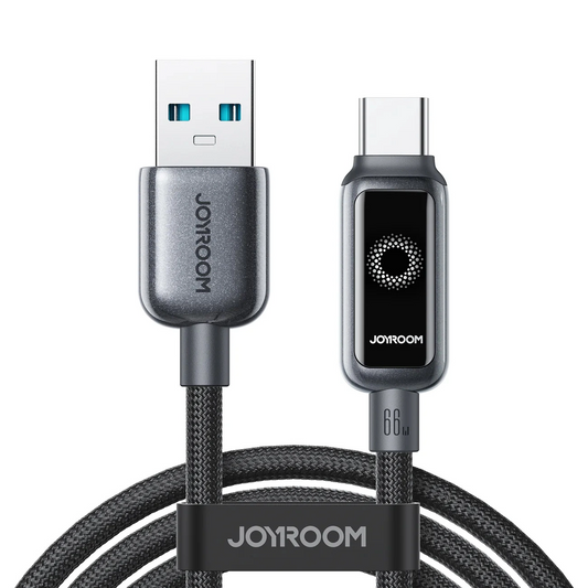 Кабел за данни и зареждане USB-A - USB-C Joyroom S-A55 StarFlight Display, 66W, 1.2m, Черен