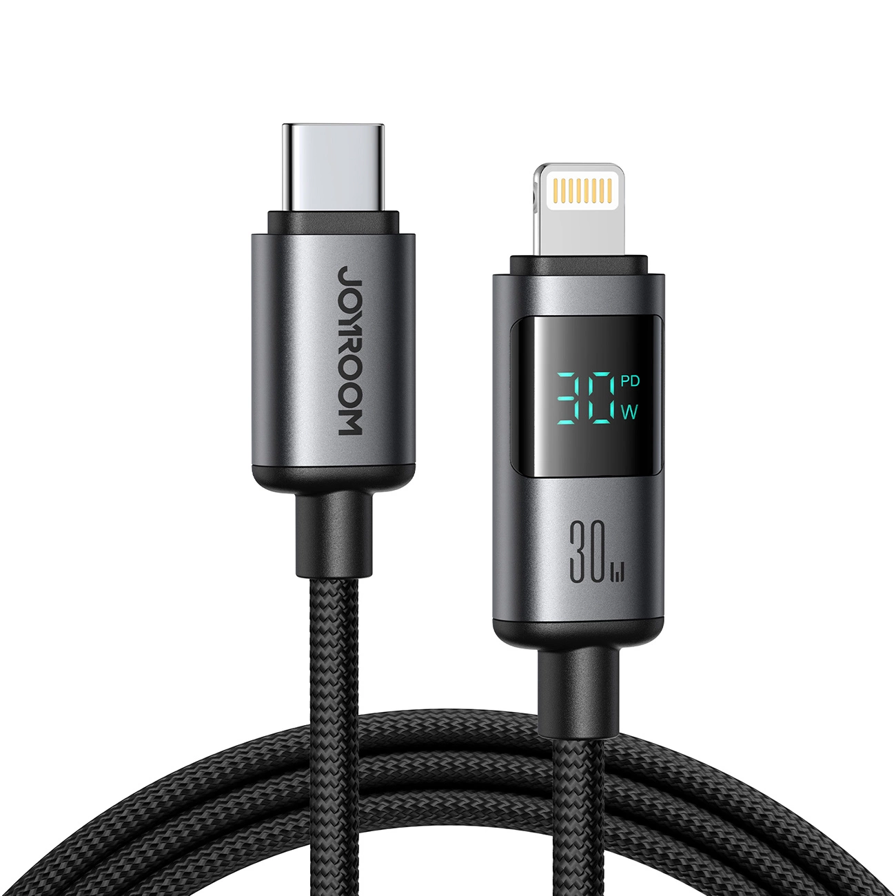 Кабел за данни и зареждане USB-C - Lightning Joyroom S-A16 Pro Prism Display, 30W, 1.2m, Черен
