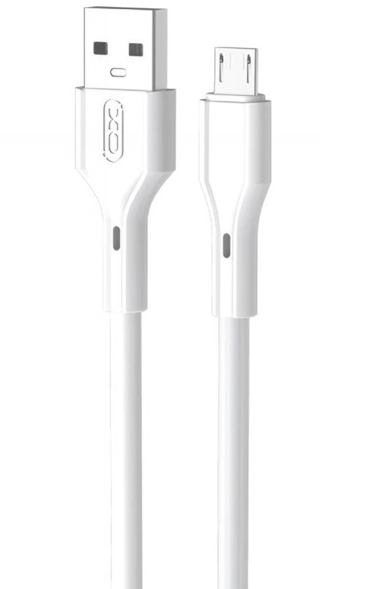 Кабел за данни и зареждане USB-A - microUSB XO Design NB230, 18W, 1m, Бял