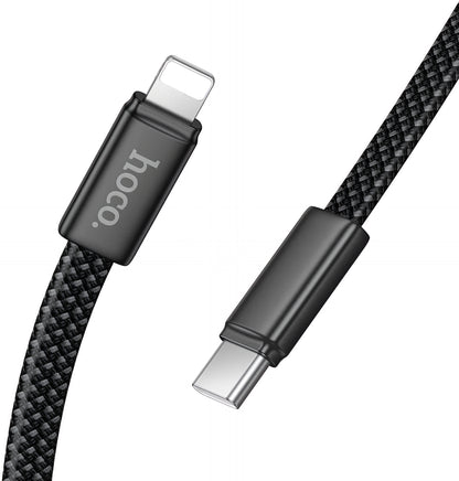 Кабел за данни и зареждане USB-C - Lightning HOCO X125, 30W, 1m, Черен