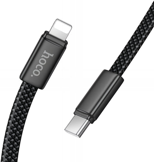 Кабел за данни и зареждане USB-C - Lightning HOCO X125, 30W, 1m, Черен