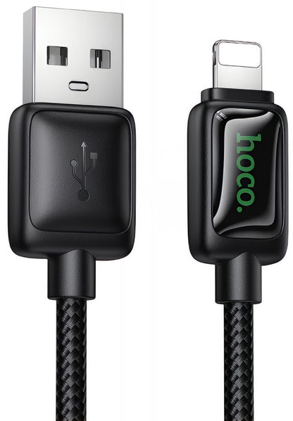 Кабел за данни и зареждане USB-A - Lightning HOCO U146, 12W, 1.2m, Черен