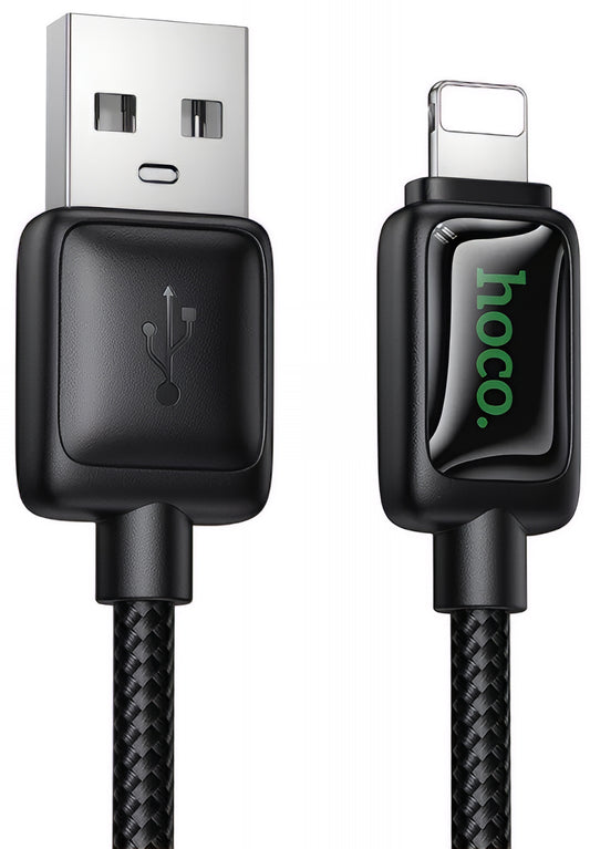 Кабел за данни и зареждане USB-A - Lightning HOCO U146, 12W, 1.2m, Черен