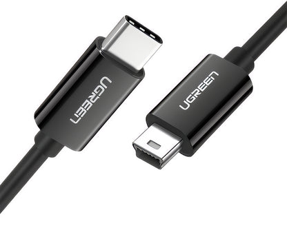 Кабел за данни и зареждане USB-C - miniUSB UGREEN US242, 18W, 1m, Черен