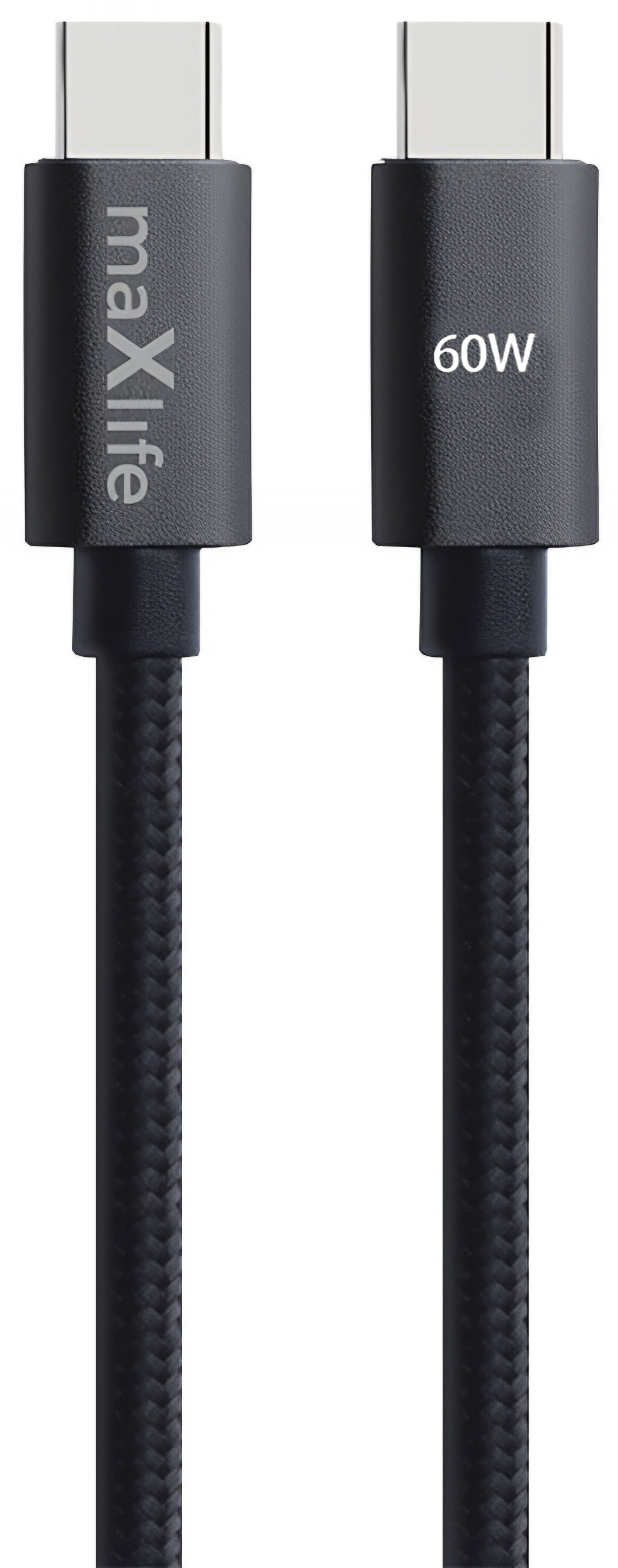 Кабел за данни и зареждане USB-C - USB-C MaXlife MXUC-12, 60W, 1m, Черен