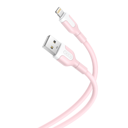 Кабел за данни и зареждане USB-A - Lightning XO Design NB212, 18W, 1m, Розов