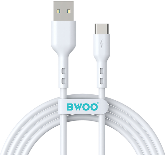 Кабел за данни и зареждане USB-A - USB-C BWOO X172C, 60W, 1m, Бял