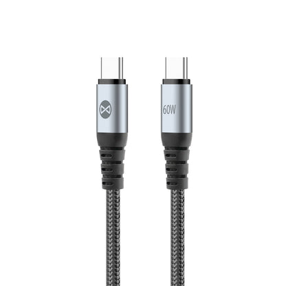 USB-C Data and Charging Cable - USB-C Forever Braix, 60W, 1m, Black