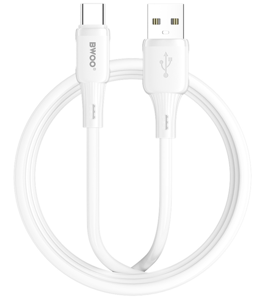 Кабел за данни и зареждане USB-A - USB-C BWOO X329C, 18W, 1м, бял
