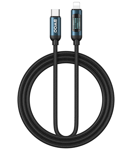 Кабел за данни и зареждане USB-C - Lightning BWOO X305 Display, 27W, 1м, Черен