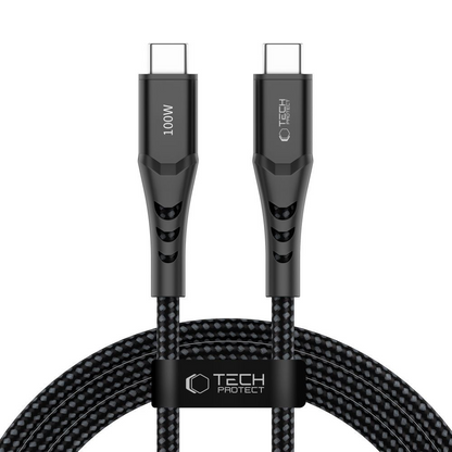 Кабел за данни и зареждане USB-C - USB-C Tech-Protect UB11T Ultraboost, 100W, 2м, Черен