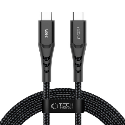 Кабел за данни и зареждане USB-C - USB-C Tech-Protect UB11T Ultraboost, 240W, 2м, Черен