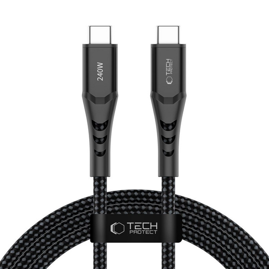 Кабел за данни и зареждане USB-C - USB-C Tech-Protect UB11T Ultraboost, 240W, 2м, Черен