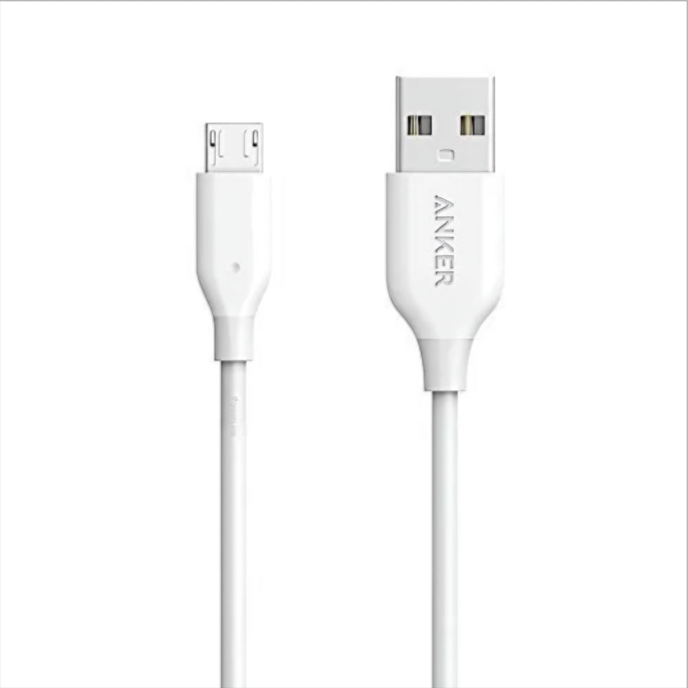 Кабел за данни и зареждане USB-A - microUSB Anker PowerLine, 18W, 1m, Бял A8132H21