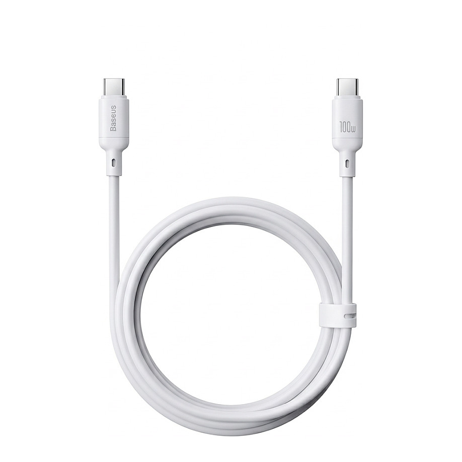 Кабел за данни и зареждане USB-C - USB-C Baseus Silky, 100W, 2m, Бял