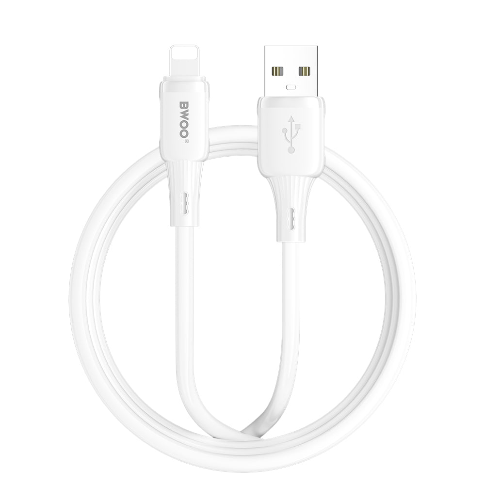 Кабел за данни и зареждане USB-A - Lightning BWOO X329L, 15W, 1м, бял