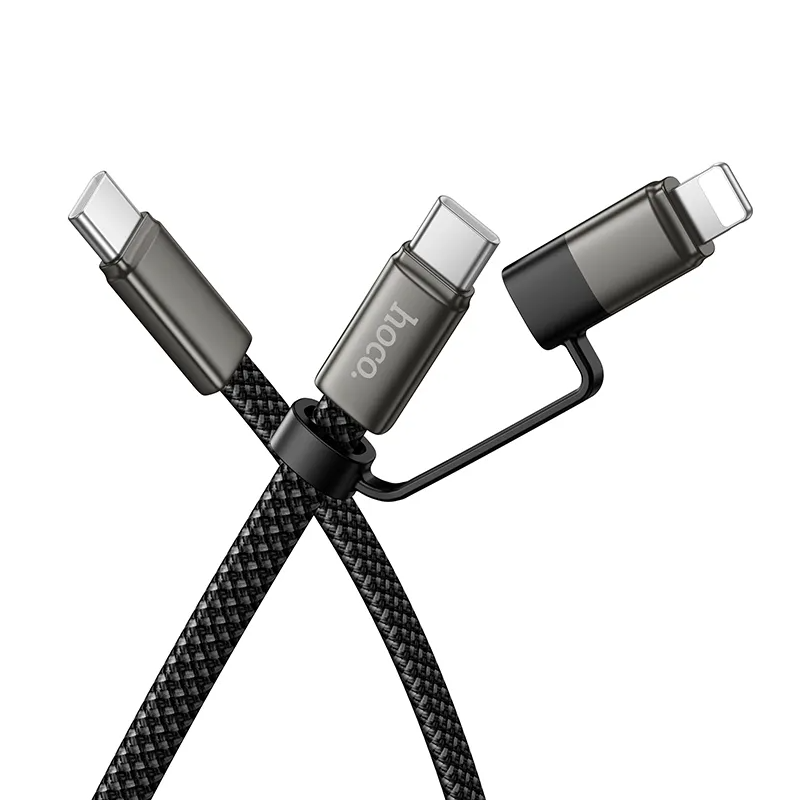 Кабел за данни и зареждане USB-C - Lightning / USB-C HOCO X125, 60W, 1м, Черен
