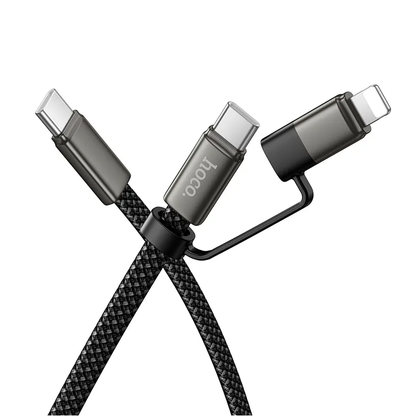 Кабел за данни и зареждане USB-C - Lightning / USB-C HOCO X125, 60W, 1м, Черен