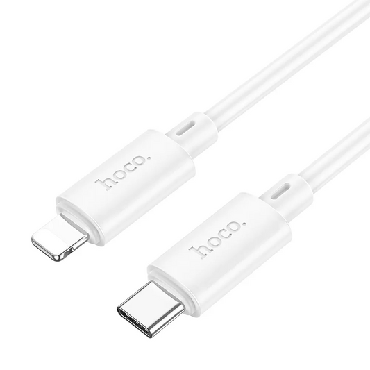 Кабел за данни и зареждане USB-C - Lightning HOCO X88, 20W, 1м, бял