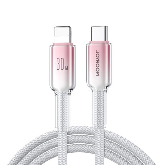Кабел за данни и зареждане USB-C - Lightning Joyroom S-A42, 30W, 1.2м, бял
